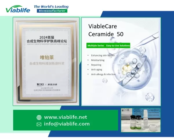 Félicitations à Viablife ! ViableCare Ceramide 50 remporte le prix « Synthetic Biotechnology Innovative Ingredients Award » !