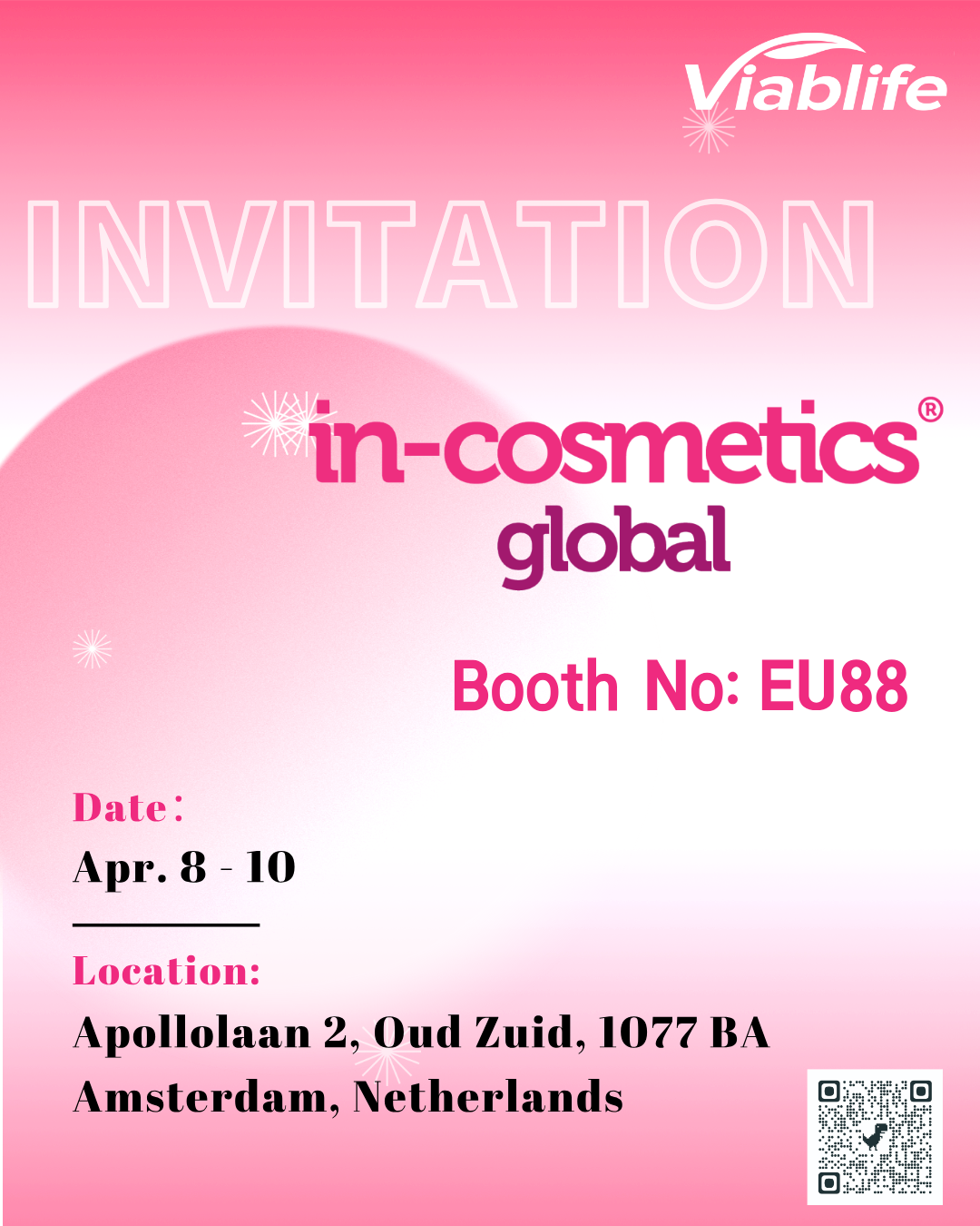 Viablife vous invite à assister à In-Cosmetics Global !