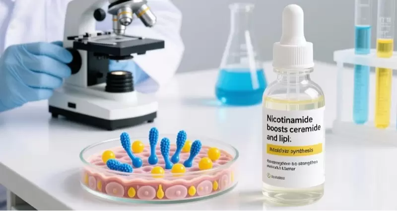 La nicotinamide stimule la synthèse des céramides et des lipides pour renforcer la barrière cutanée